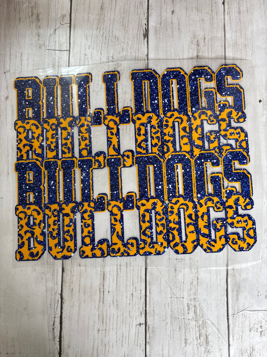 Blue & Yellow Leopard Bulldogs Tee