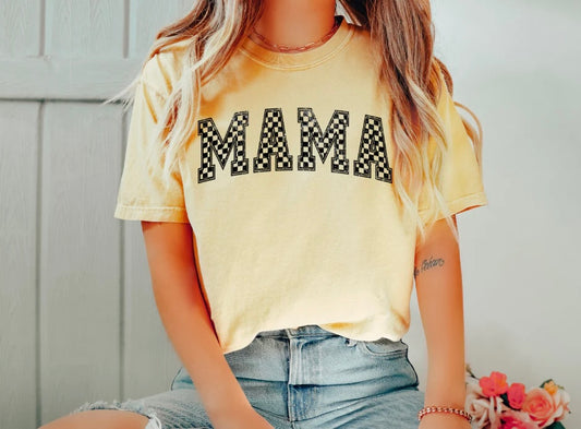 Checkered Mama Tee