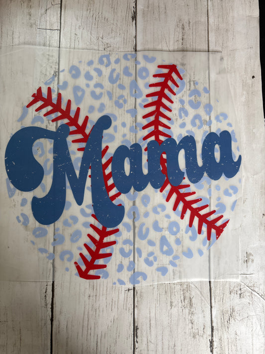 Blue Cheetah Baseball Mama Tee