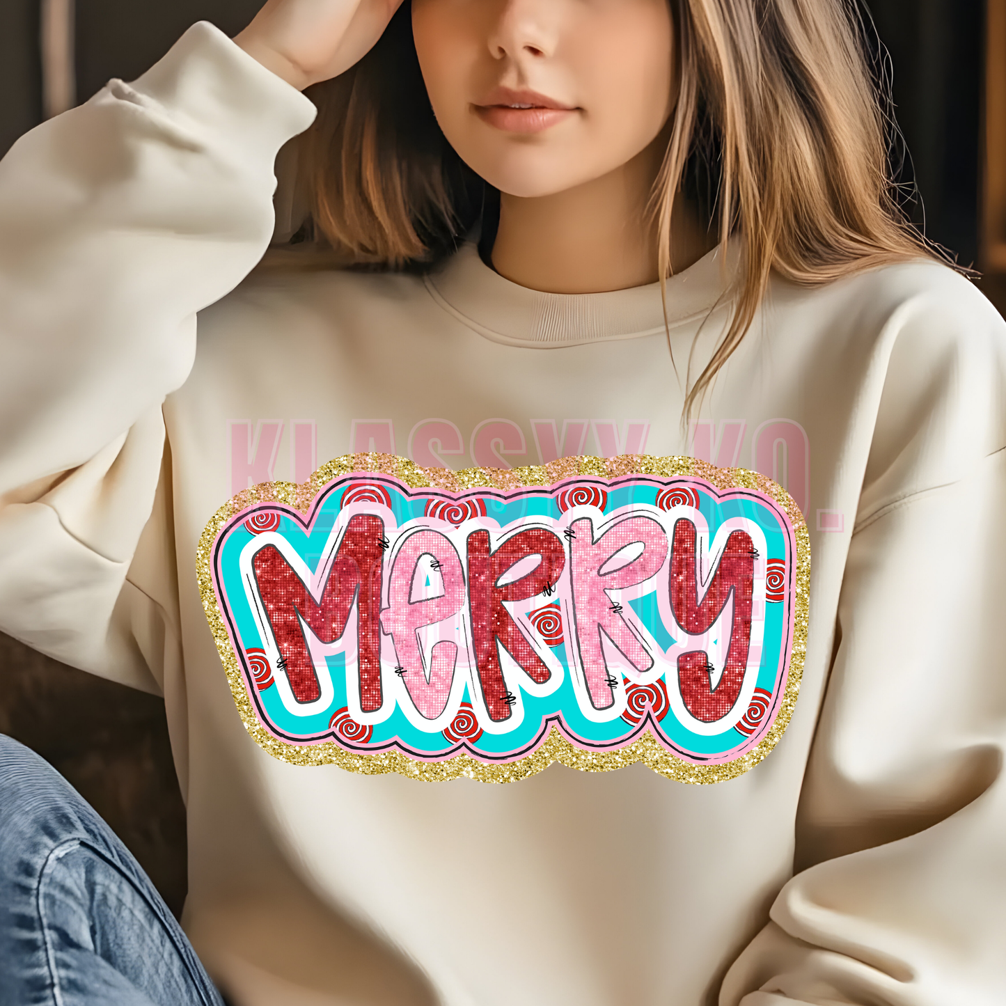 Faux Embroidery Merry Tee