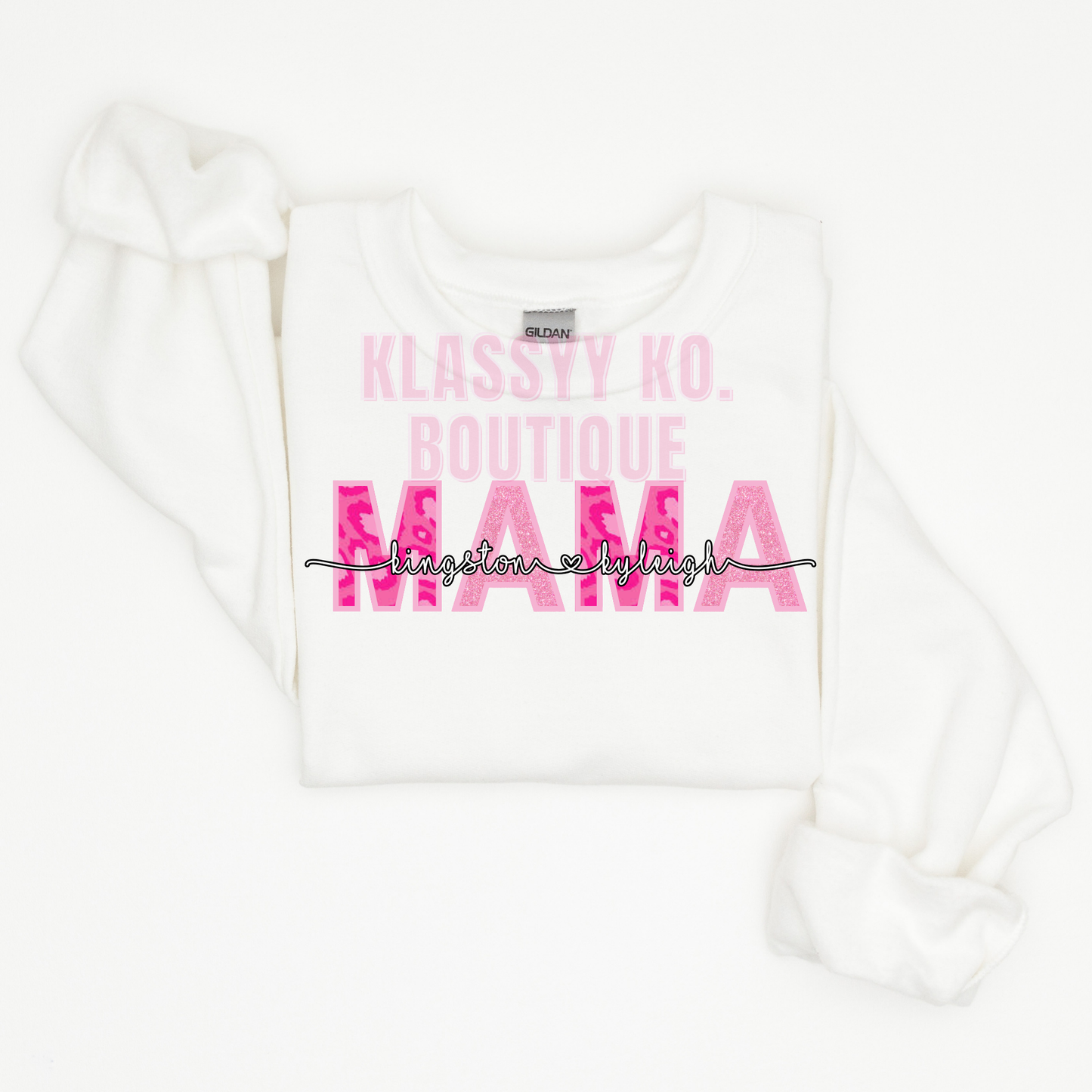 Pink Leopard Mama Shirt W| Kid Names