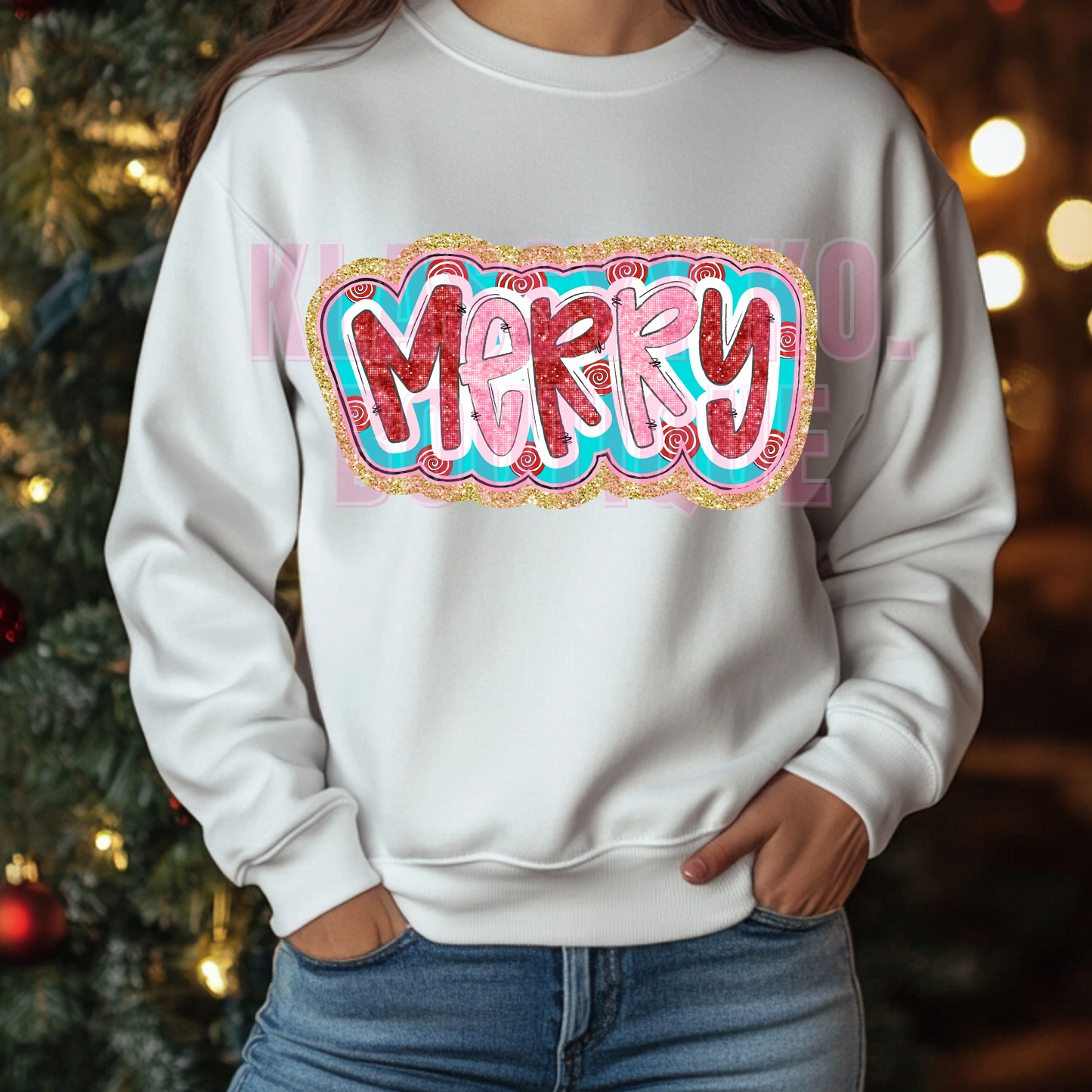 Faux Embroidery Merry Tee